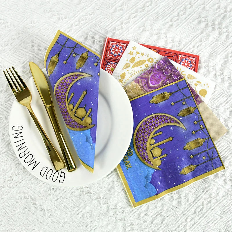 Elegant Eid Mubarak Napkins – Perfect for Ramadan & Eid Table Decor - Arabic Vibes by Rolla