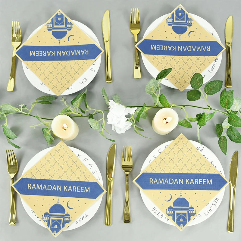 Elegant Eid Mubarak Napkins – Perfect for Ramadan & Eid Table Decor - Arabic Vibes by Rolla