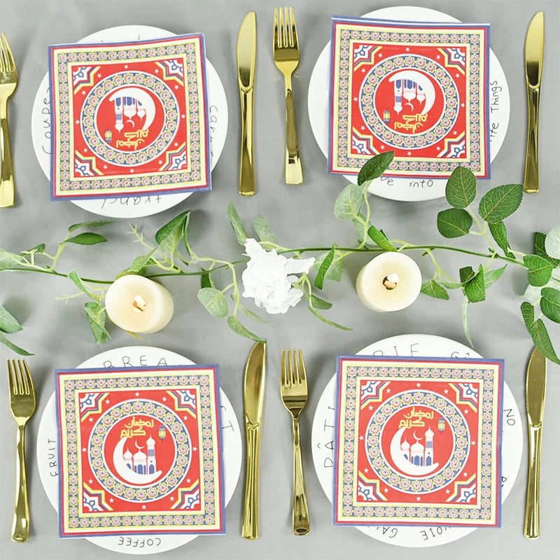 Elegant Eid Mubarak Napkins – Perfect for Ramadan & Eid Table Decor - Arabic Vibes by Rolla