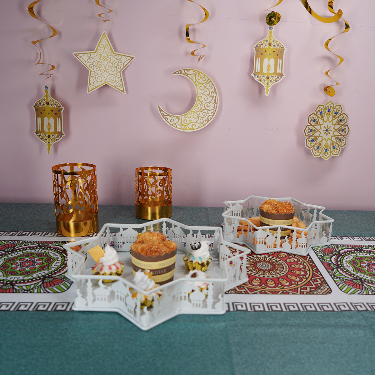 European-style Dessert Table Two-tier Ramadan Iron Castle Tray - Arabic Vibes by Rolla