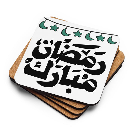 Ramadan Mubarak - Crescent and Stars Design | Cork-back coaster - Arabic Vibes by Rolla