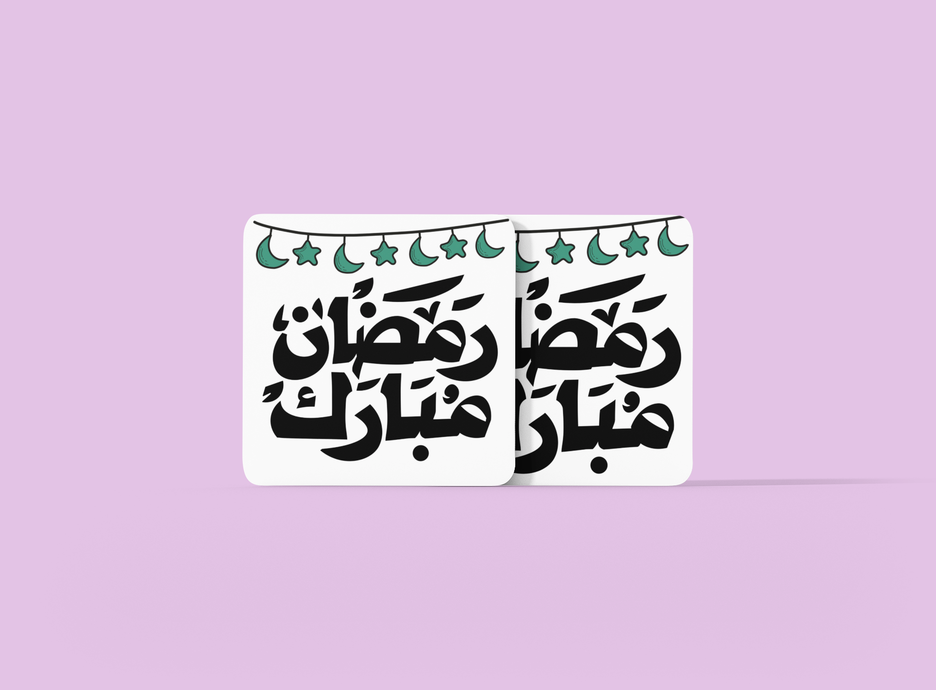 Ramadan Mubarak - Crescent and Stars Design | Cork-back coaster - Arabic Vibes by Rolla