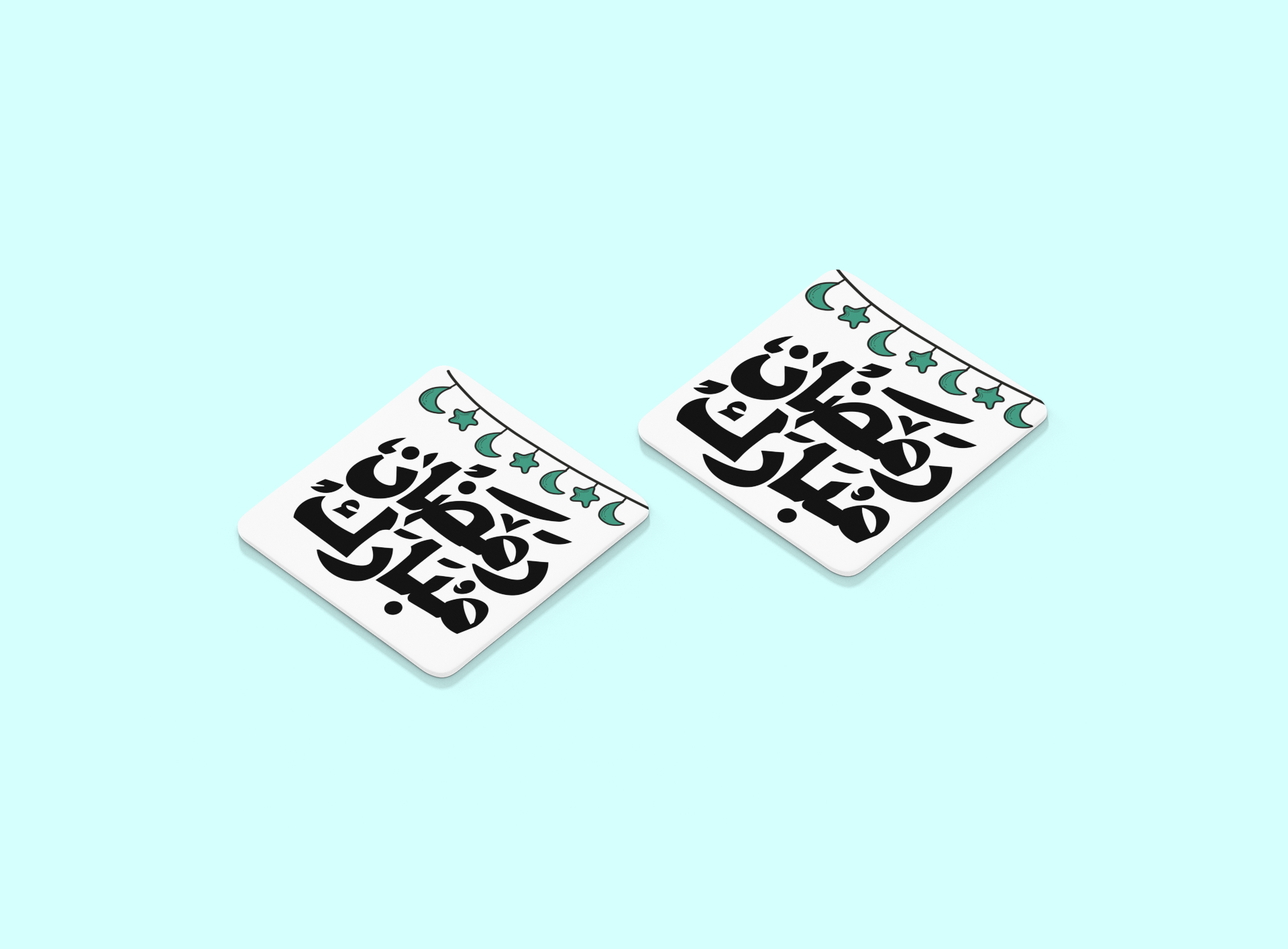 Ramadan Mubarak - Crescent and Stars Design | Cork-back coaster - Arabic Vibes by Rolla